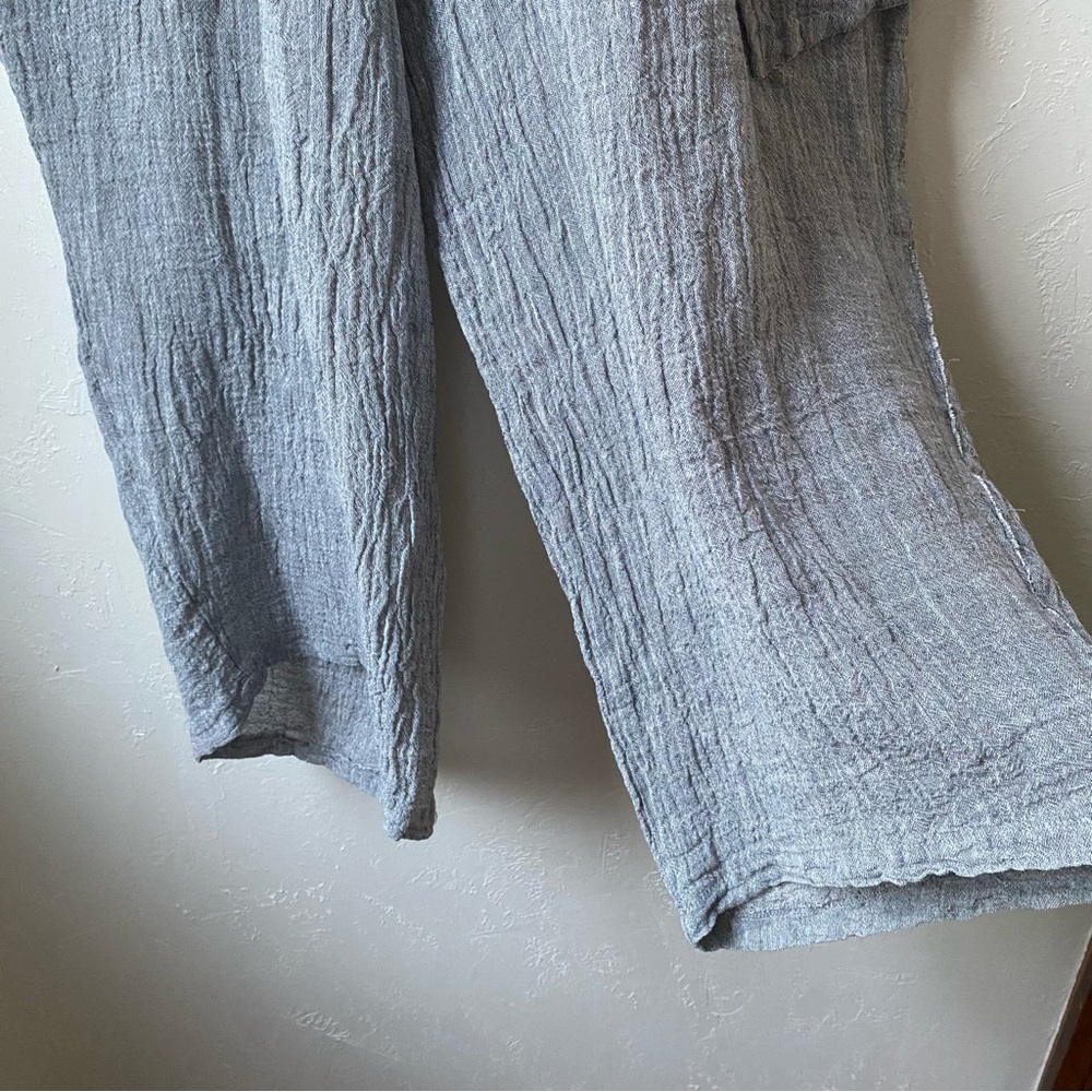 Luukaa Boho Lagenlook Gray Linen Wide Leg Trouser - Picture 5 of 9